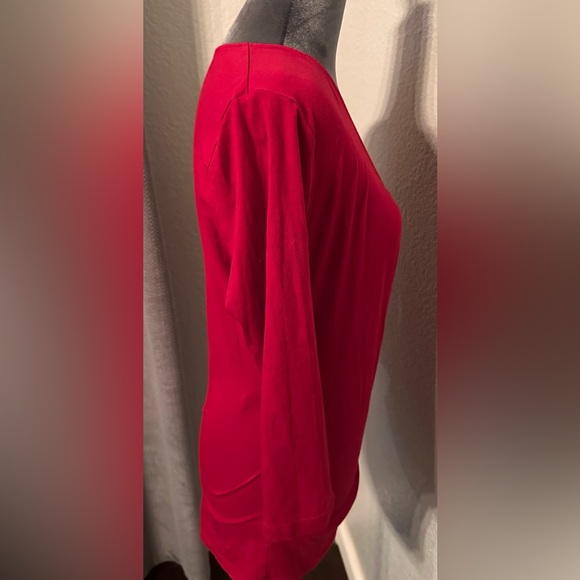 Ann Taylor Red Wrap Top – Size Medium – Ruching Detail - Picture 4 of 5